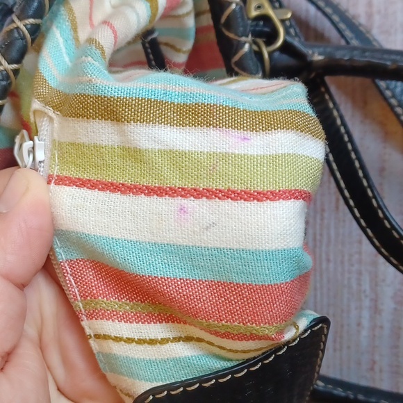 Fossil woven genuine leather handbag. Black. 75082. Vintage. - Picture 8 of 8